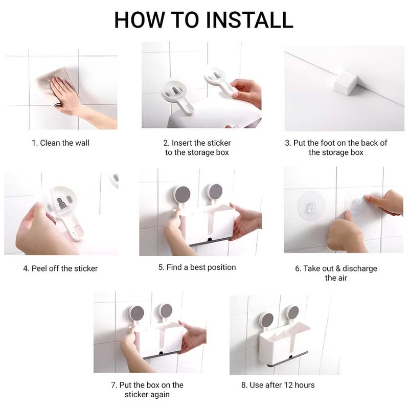 XBEY Plastic SelfAdhesive Bathroom Shelf for Wall Self Adhesive Magic Sticker Toothbrush Holder Wall Mounted for Bathroom Organizer for Electric Toothbrushes Toothpaste Shaver - Image 4