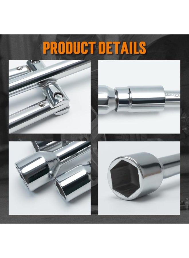 4 Way Foldable Lug Wrench - Universal Cross Wrench Tire Iron Multi-Size Tool - Durable Carbon Steel for Car Repair - Image 2
