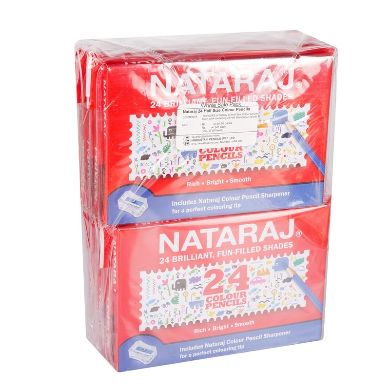 NATARAJ Nataraj Full Size Colour PencilsMulticolours Brilliant colours Hex Shape Easy Grip Superior lead quality Nontoxic easy to use School college use Colour Pencils 24 Full Size Shades  - Image 5