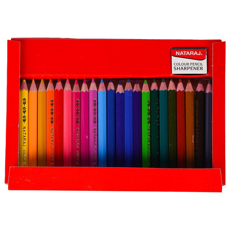 NATARAJ Nataraj Full Size Colour PencilsMulticolours Brilliant colours Hex Shape Easy Grip Superior lead quality Nontoxic easy to use School college use Colour Pencils 24 Full Size Shades  - Image 2