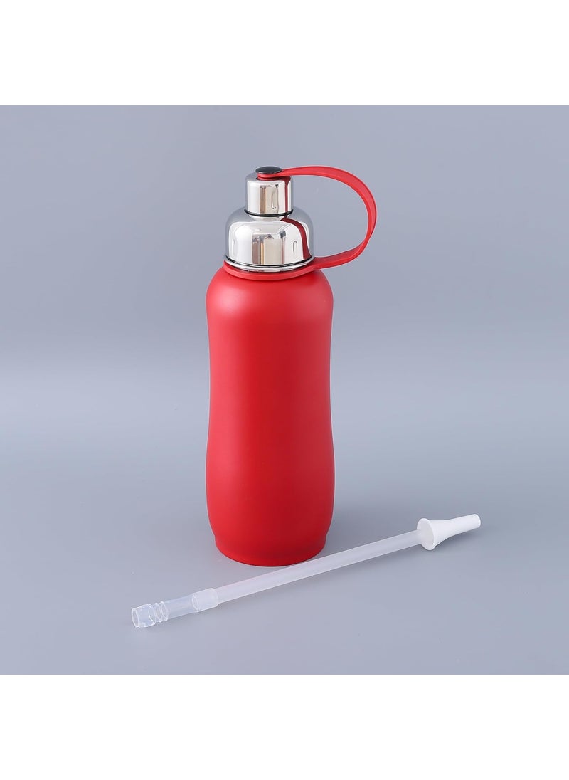 Kuber Industries Kuber Industries Vacuum Insulated Stainless Steel Water Bottle with Sipper and Handle | Leakproof, BPA Free, Rustproof | 750 ML | Red  - Image 5