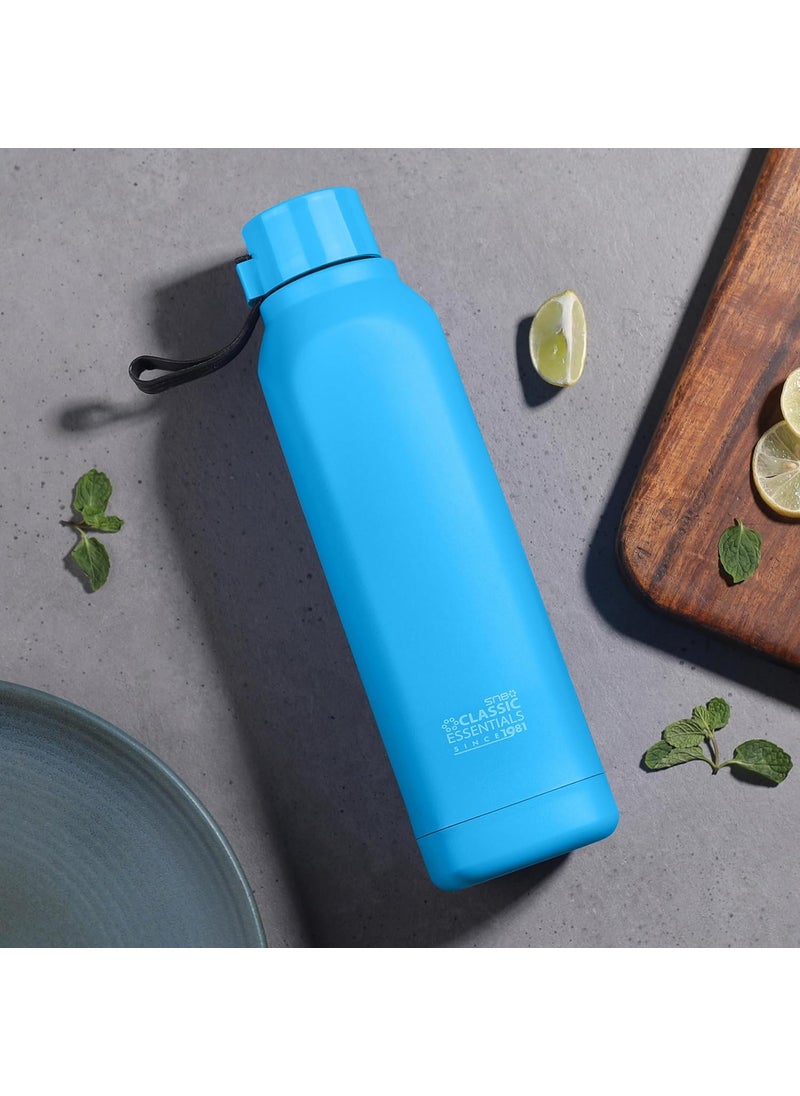 Classic Essentials - CLASSIC ESSENTIALS Splash Stainless Steel Insulated Water Bottle 700ml | Leak Proof | Wide Mouth, Easy-to-Carry Loop | Stainless Steel Insulated Hot & Cold Bottle, Eco-Friendly (Blue) - Image 1