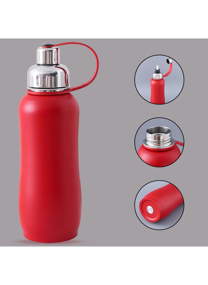 Kuber Industries Kuber Industries Vacuum Insulated Stainless Steel Water Bottle with Sipper and Handle | Leakproof, BPA Free, Rustproof | 750 ML | Red  - Image 4