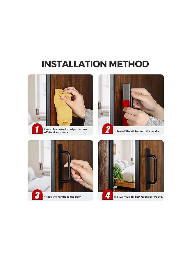 S-TOP Self-Stick Cabinet Drawer Handles, Self Adhesive Matte Black Flat Cabinet Handles, Adhesive Cabinets Pulls for Kitchen, Sliding Closet, Window, and Appliance Doors, 2Pcs Black - Image 2