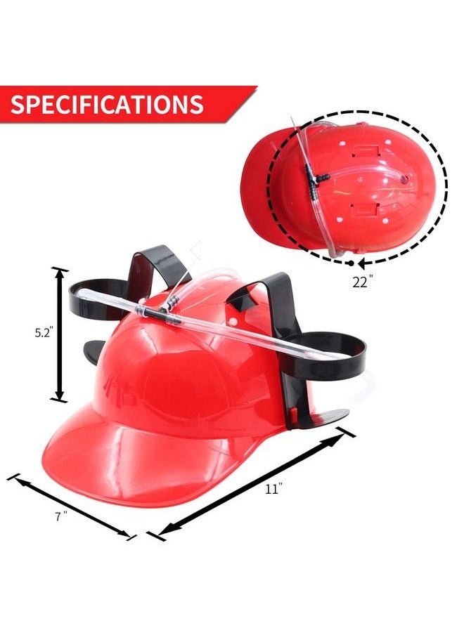 Novelty Place - Drinking Helmet Can Holder Drinker Hat Cap With Straw For Beer And Soda Party Fun Red - Image 1
