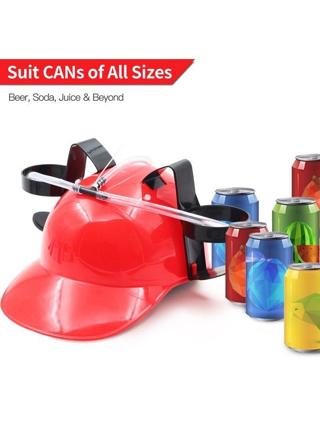 Novelty Place - Drinking Helmet Can Holder Drinker Hat Cap With Straw For Beer And Soda Party Fun Red - Image 1