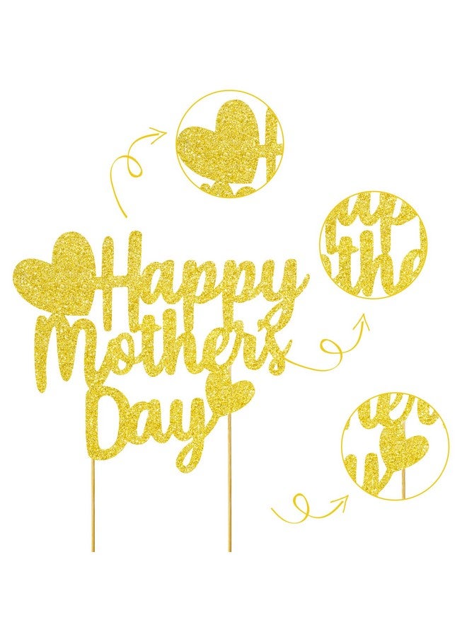 BEISHIDA Happy Mother's Day Cake Toppers Cake Decorations Gold Cake Toppers for Women Mother's Day Party Decoration Party Supplies 1 pcs - Image 3