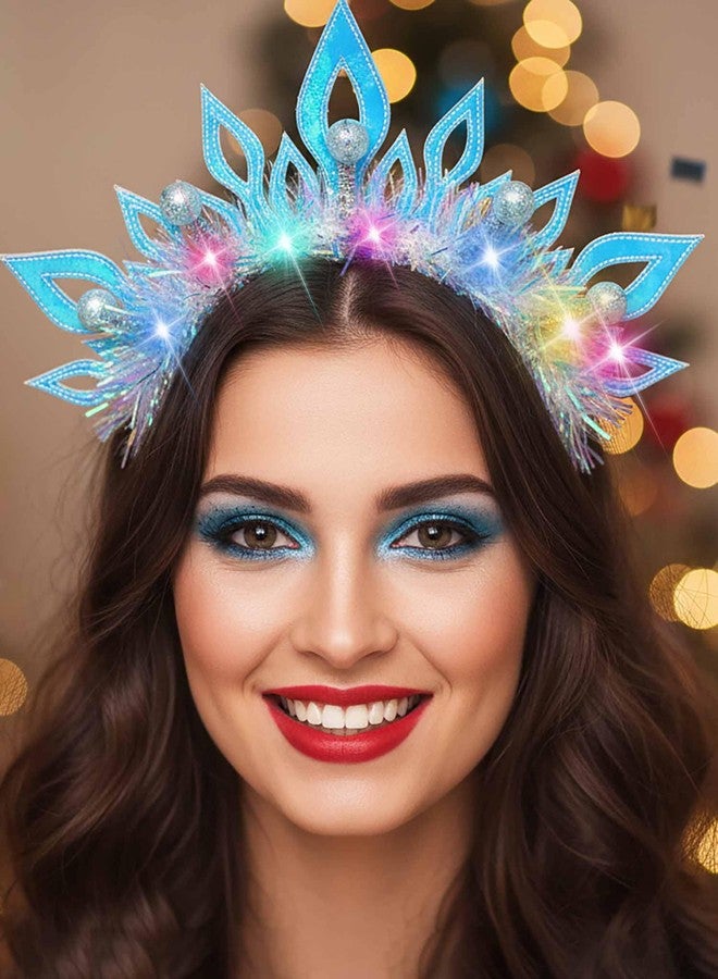 ووي طوق رأس مضيء لعيد الميلاد من Woeoe، طوق رأس على شكل تاج تنكري، إكسسوارات شعر متوهجة لحفلات عيد الميلاد للنساء - Image 4