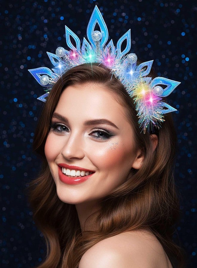 ووي طوق رأس مضيء لعيد الميلاد من Woeoe، طوق رأس على شكل تاج تنكري، إكسسوارات شعر متوهجة لحفلات عيد الميلاد للنساء - Image 2