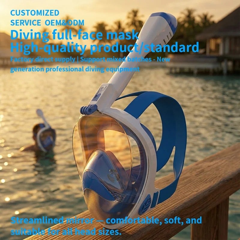 Bluejw Full Dry Full Face Waterproof Antifog Snorkel Mask Adjustable Head Strap One Window Anti-Leak Comfort Design for Scuba Diving - Image 2