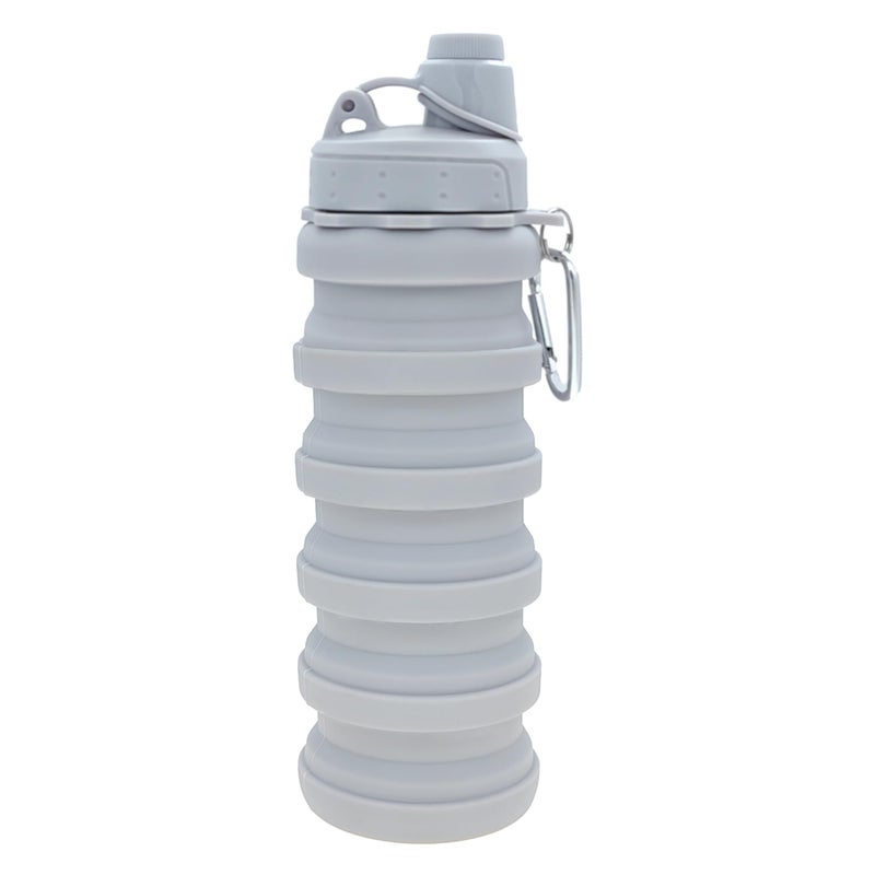 YCTMALL Collapsible Water Bottles Travel Sports Portable Sport Water Bottle comes with mountaineering Buckle 500ml silicone Water-proof camping water bottle (Light grey Color) - Image 1