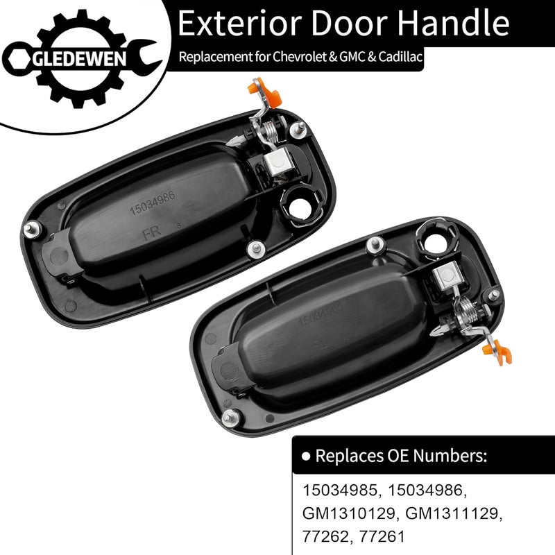 Gledewen Exterior Door Handles, Compatible with 1999-2007 Chevy Silverado Suburban Tahoe Avalanche, GMC Sierra Yukon, Cadillac Escalade, Chrome Lever, Front Left & Right Side | Replaces# 15034985, 15034986 Quick assemble - Image 3