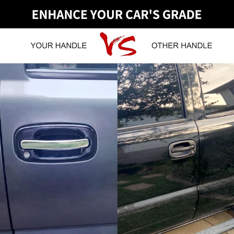 Gledewen Exterior Door Handles, Compatible with 1999-2007 Chevy Silverado Suburban Tahoe Avalanche, GMC Sierra Yukon, Cadillac Escalade, Chrome Lever, Front Left & Right Side | Replaces# 15034985, 15034986 Quick assemble - Image 5