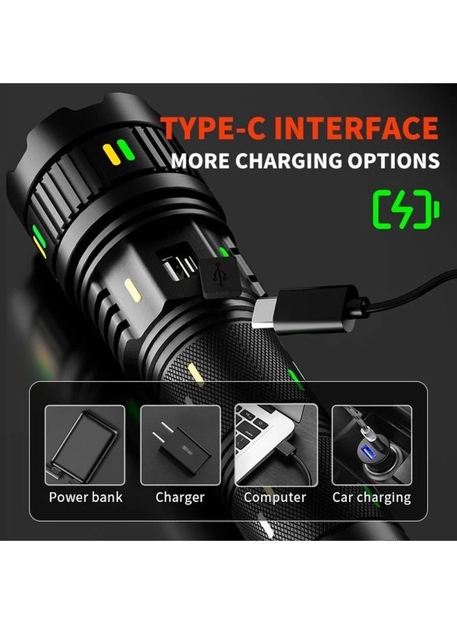 G401Y Tactical LED Flashlight With Telescopic Zoom Fast Charging Type C 4 Batteries Indicator For Outdoor Camping Hiking - Image 3