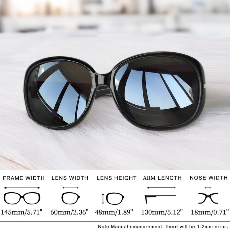 Joopin Big Polarized Sunglasses for Women Ladies Oversized Elegant Large Rectangle Sun Glasses UV400 Rhinestone Dark Black Shades Sunnies - Image 5