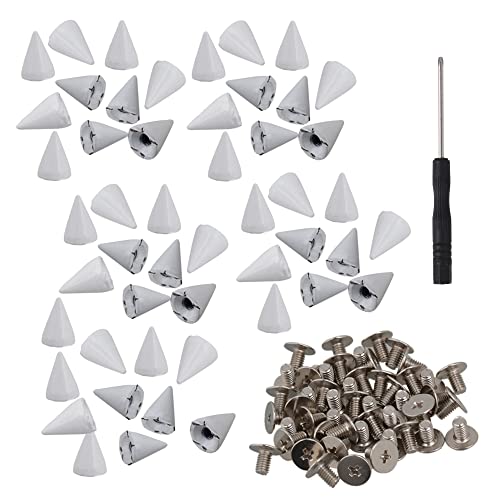 RDEXP DIY Decoration Leathercraft Shoes Cone Spikes Screwback Rivet Studs Pack of 50 (White) - Image 1