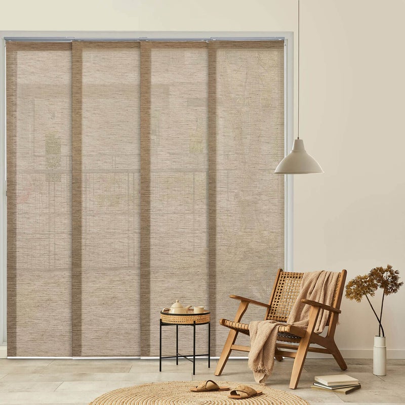 GoDear Design GoDear Design Adjustable Panel Track Blinds Vertical Blinds Patio Door Blinds Winodws Blind Extendable Track from 458 to 86 W Trimmable Panel Curtains Up to 96 SeeThrough Jute Fabric Yoga 