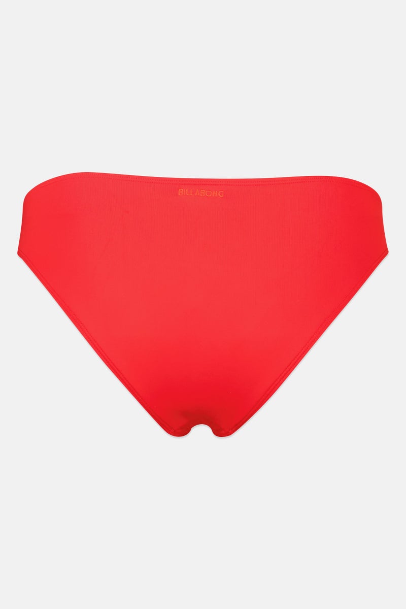 Billabong Women Plain Pull On Bikini Bottom, Red - Image 3