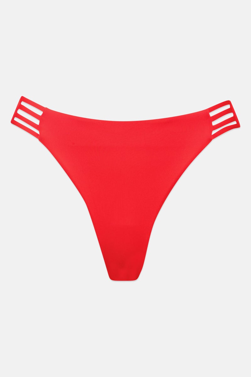 Billabong Women Plain Pull On Bikini Bottom, Red - Image 2