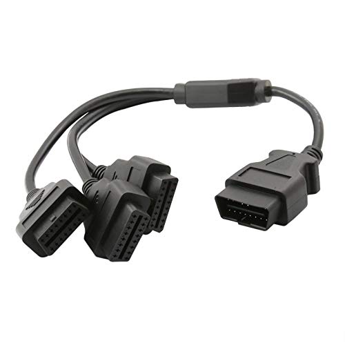 OLLGEN 1.6ft/50cm OBD2 Splitter, 3 Way OBD-II Extension, Full 16 Pin OBD Y Cable Car Diagnostic Extender Cord Adapter (Black) - Image 1