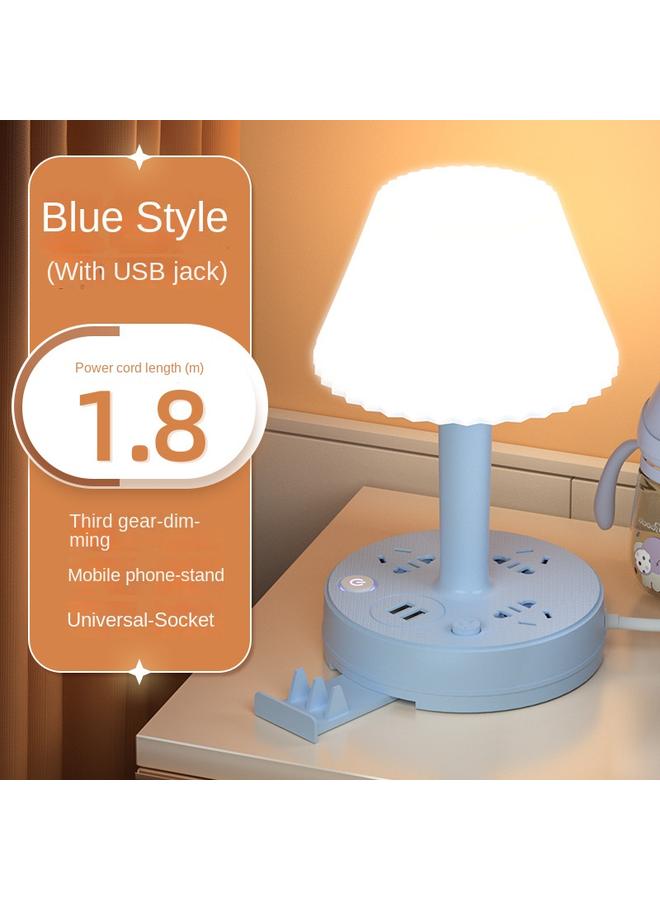 الأزرق جي دبليو [ثلاثة مقبس 0.8 متر مع USB] حماية العين ، ومقبس مصباح طاولة متعدد الوظائف ، تعلم مقدمة السرير ، مصباح غرفة النوم - Image 1