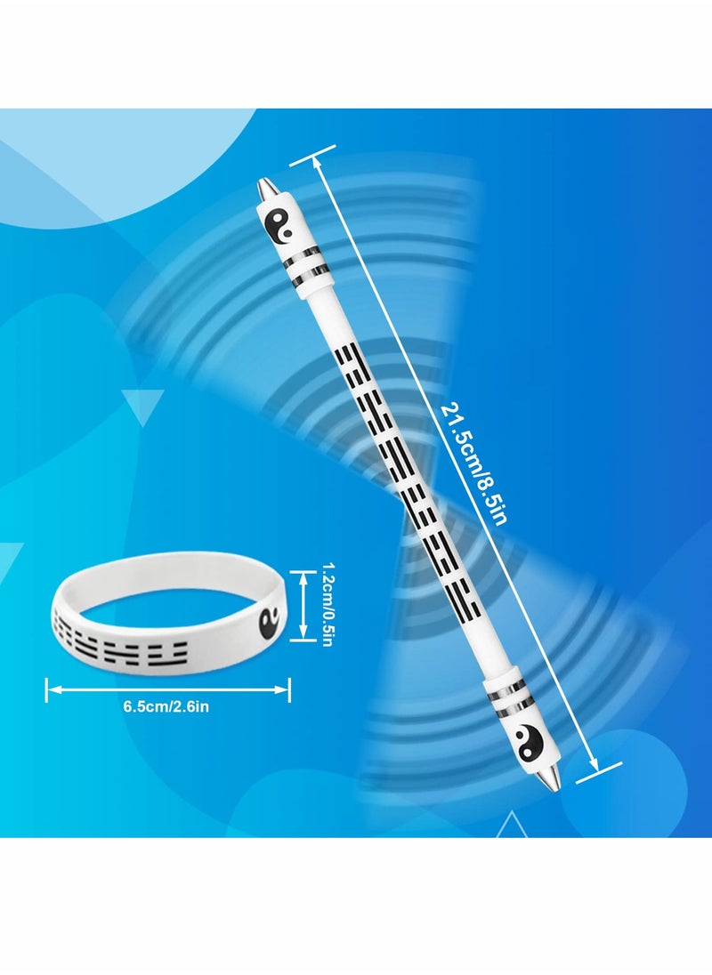 Weighted Finger Spinning Pen Mod with Silicone Bracelet, Metal Heads Gaming Finger Pen, Anti Slip 8.5In Rotating Ballpoint Pen for Student Adults to Relieve Stress, No Pen Refill