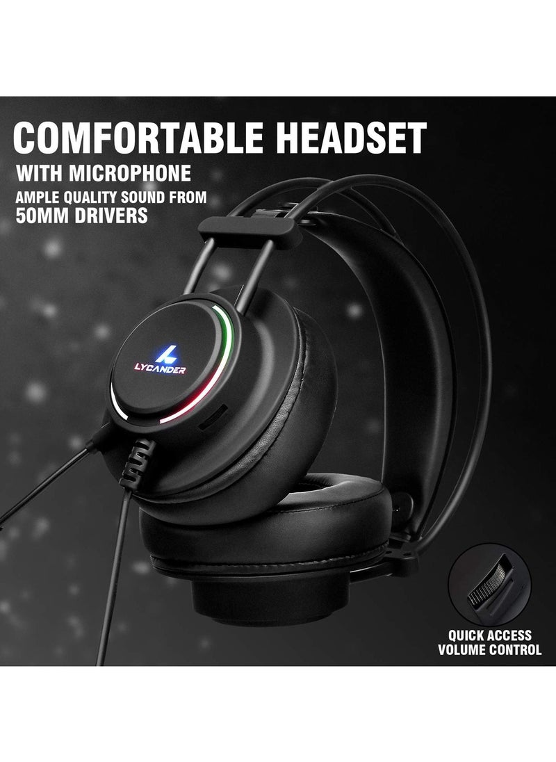 Lycander LYCANDER Gaming Headset with Microphone LED Light, 3.5mm input - for PC, PS4, Xbox One, Nintendo Switch and more (Comfort - Black/Rainbow)  - Image 5