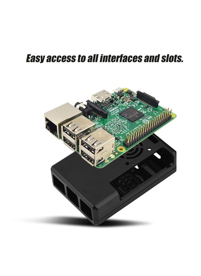 Thoraya Protective Case Shell Enclosure Box with Fan Hole for Raspberry Pi 3 Model B (Black)  - Image 2
