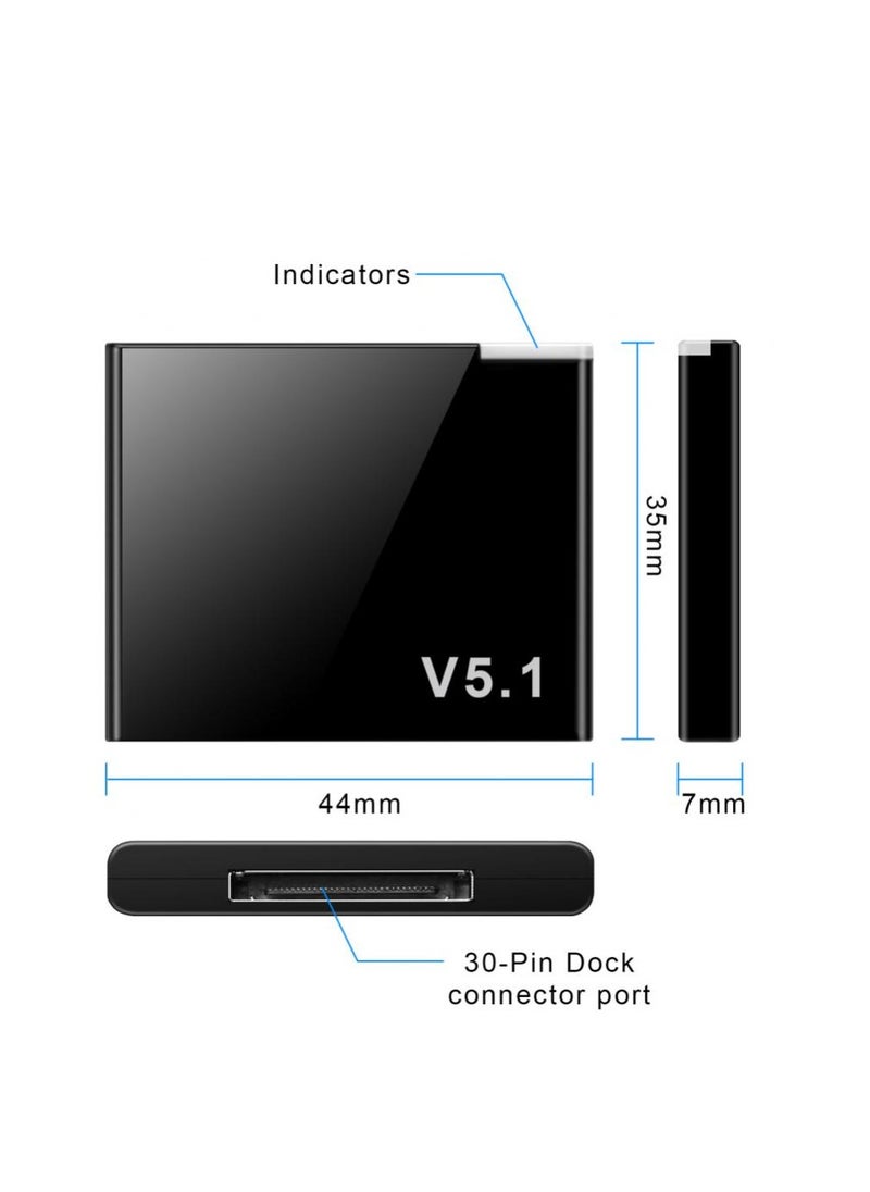 30 Pin Bluetooth Adapter 5.1 Bluetooth Receiver Wireless Bluetooth Audio Receiver Compatible with Apple Dock Ipod Audio Bose SoundDock and Other 30pin IPod IPhone Music Docking Station
