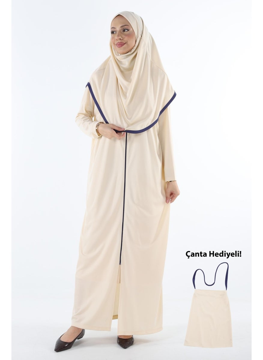 Plistre - 2199_ One Piece Non-Slip Hijab Prayer Dress with Headscarf and Zipper End of Bonnet Wearing Abaya - Image 1