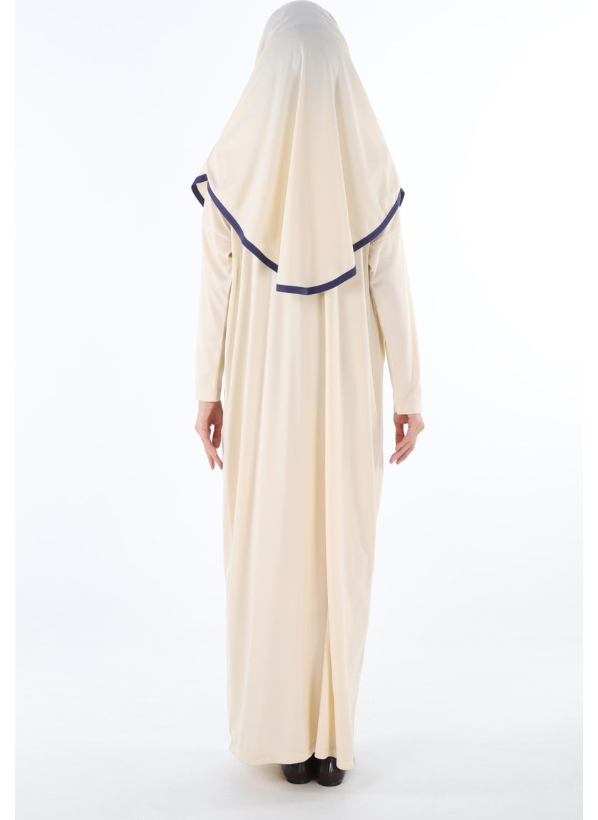 Plistre - 2199_ One Piece Non-Slip Hijab Prayer Dress with Headscarf and Zipper End of Bonnet Wearing Abaya - Image 1