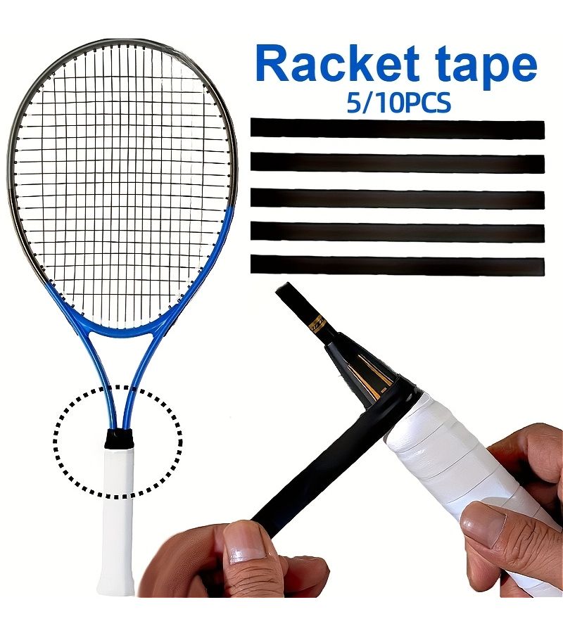 5pcs Black Badminton Tennis Racket Handle Winding Grip Sealing Fixing Tape - Image 1