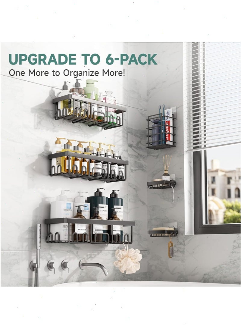 بوميفار 6 قطعة لاصق دش العلبة الحمام المنظم-أسود لا الحفر الحمام المنظم ، دش رفوف ل داخل دش ، جدار فولاذي مقاوم للصدأ رف - Image 5