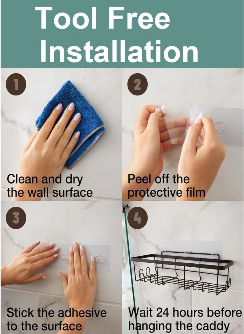 بوميفار 6 قطعة لاصق دش العلبة الحمام المنظم-أسود لا الحفر الحمام المنظم ، دش رفوف ل داخل دش ، جدار فولاذي مقاوم للصدأ رف - Image 3