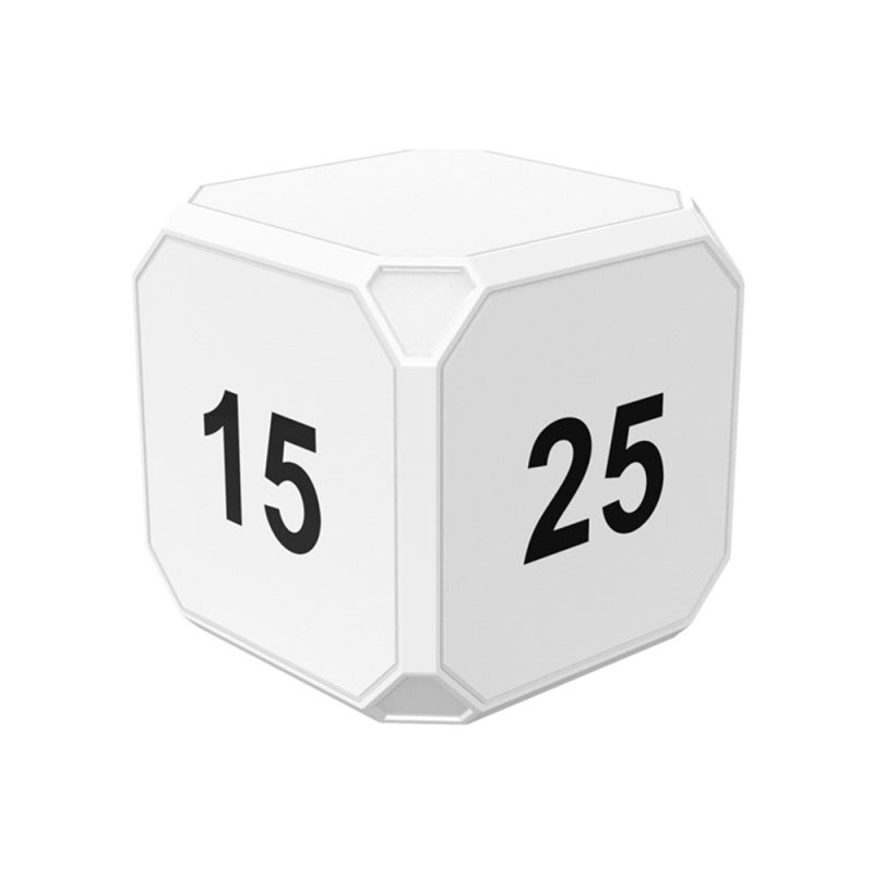Cube Timer: 6x6x6cm White ABS Material, Easy Flip Operation - Adjustable Brightness & Volume, 4 Timing Options for Home, Office, School, Cooking, Work, Meditation - Image 1