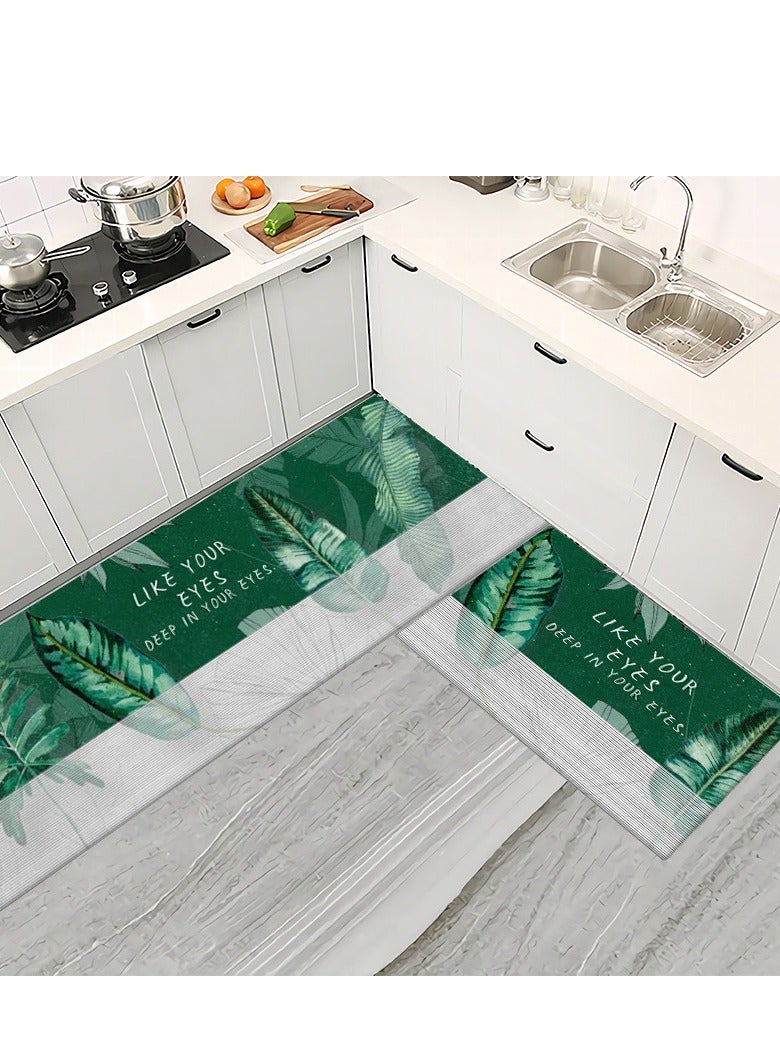 Bluejw 2-Piece Non-Slip Floor Mats Landscape Plants Super Absorbent Kitchen Rug Set - Image 1