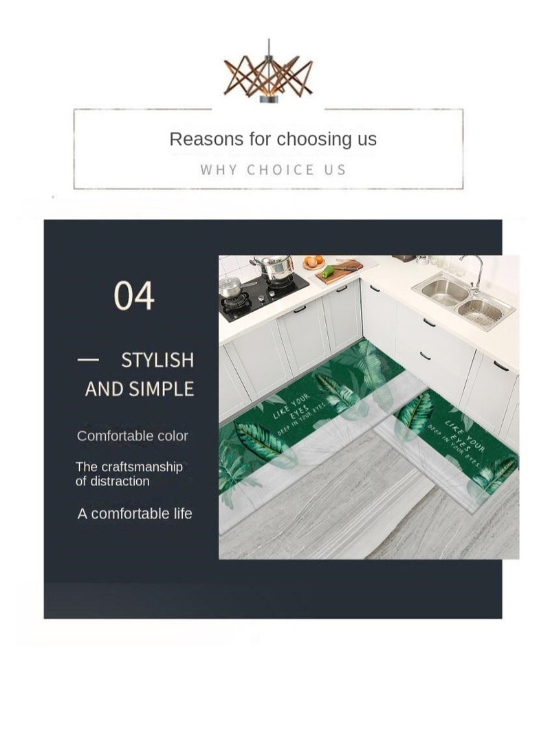 Bluejw 2-Piece Non-Slip Floor Mats Landscape Plants Super Absorbent Kitchen Rug Set - Image 5