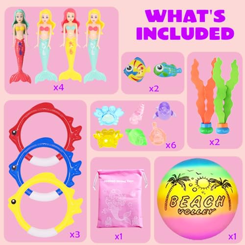 JOINBO 18 Pcs Diving Pool Toys for Kids Ages 312 Set with Storage BagPool Games Summer Swim Water Sinking Mermaid Toys - Image 5
