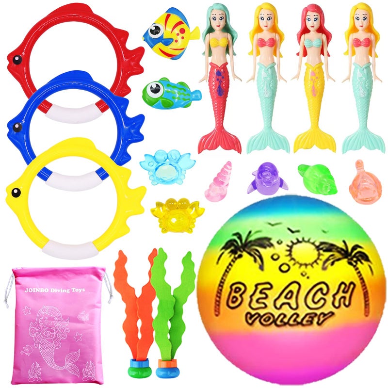 JOINBO 18 Pcs Diving Pool Toys for Kids Ages 312 Set with Storage BagPool Games Summer Swim Water Sinking Mermaid Toys - Image 4