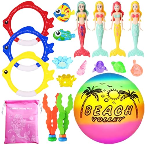 JOINBO 18 Pcs Diving Pool Toys for Kids Ages 312 Set with Storage BagPool Games Summer Swim Water Sinking Mermaid Toys - Image 1