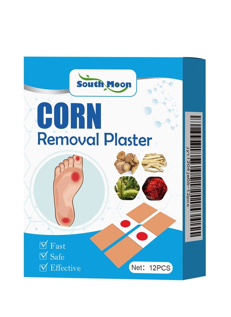 SOUTH MOON Self-Adhesive Corn Removers for Feet, 12PCS Corn Remover Breathable Callus Cushions Plants Composed Corn Pads Foot Care Callus Feet Remover Patch  - Image 1
