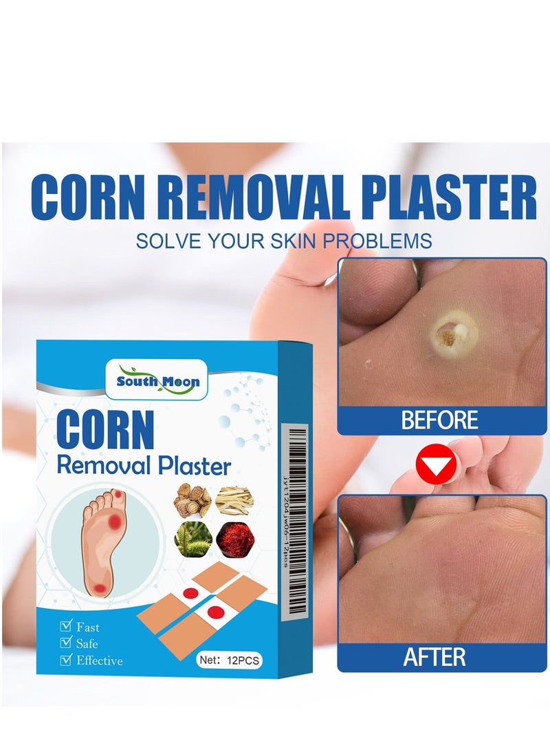 SOUTH MOON Self-Adhesive Corn Removers for Feet, 12PCS Corn Remover Breathable Callus Cushions Plants Composed Corn Pads Foot Care Callus Feet Remover Patch  - Image 3