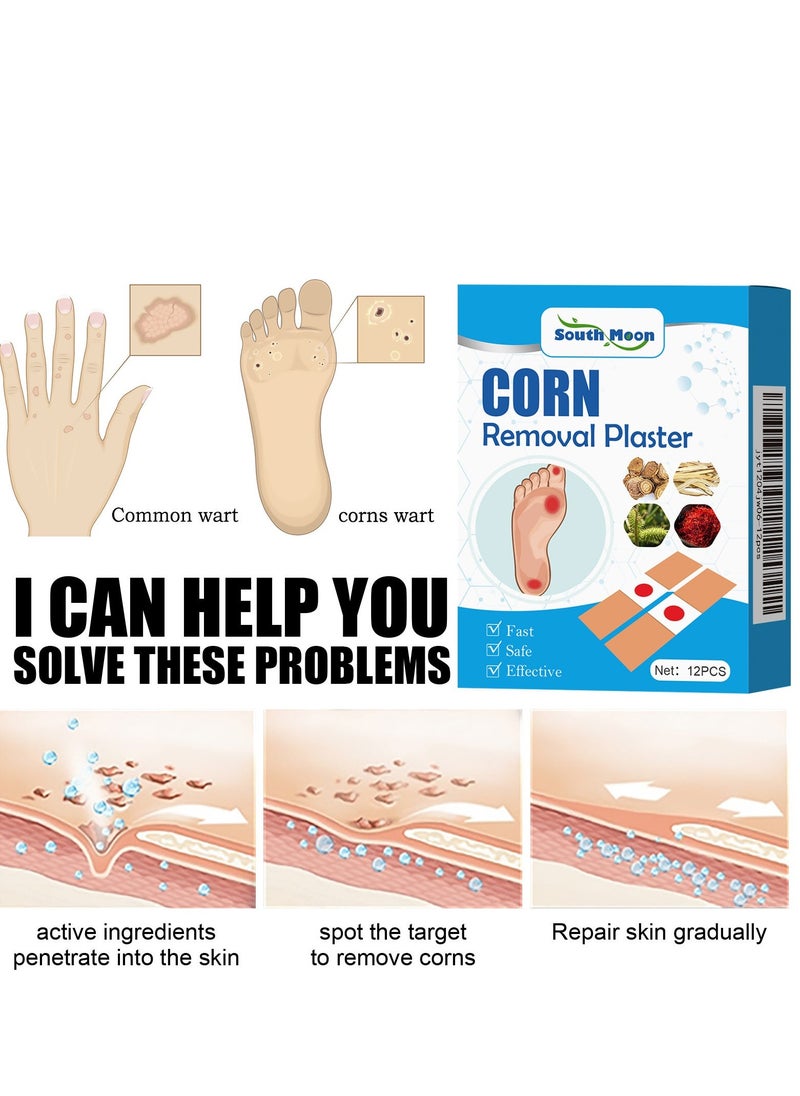 SOUTH MOON Self-Adhesive Corn Removers for Feet, 12PCS Corn Remover Breathable Callus Cushions Plants Composed Corn Pads Foot Care Callus Feet Remover Patch  - Image 4