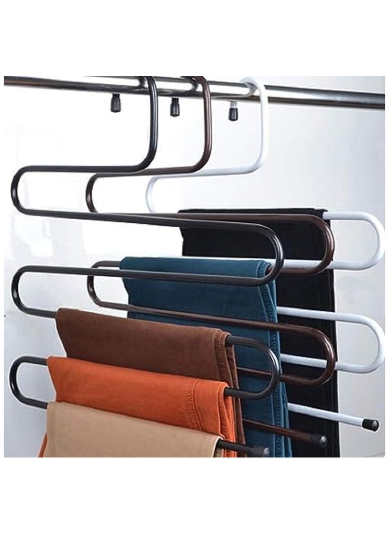 Generic Stainless Steel Trousers Hanger Space Saver 5 Layers Organizer for Jeans Ties Belts Scarves Organizer  - Image 1