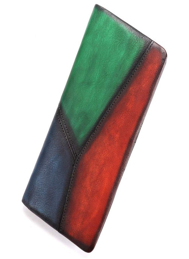 IVTG Slim Bifold Leather Wallets for Women Vintage Handmade Thin Purse Clutch (Multicolor3) - Image 1