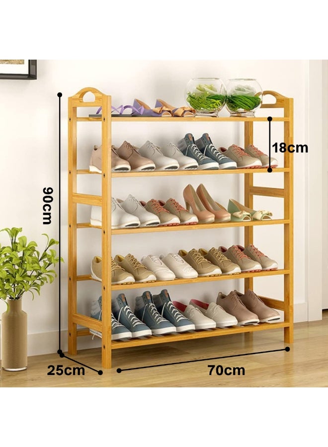 بكسل للأثاث منظم أحذية من بكسل الأثاث 5 طبقات مصنوع من الخيزران الطبيعي - Image 3