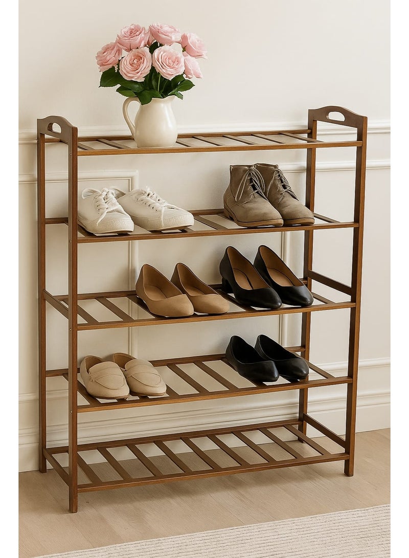 بكسل للأثاث منظم أحذية من بكسل الأثاث 5 طبقات مصنوع من الخيزران الطبيعي - Image 1