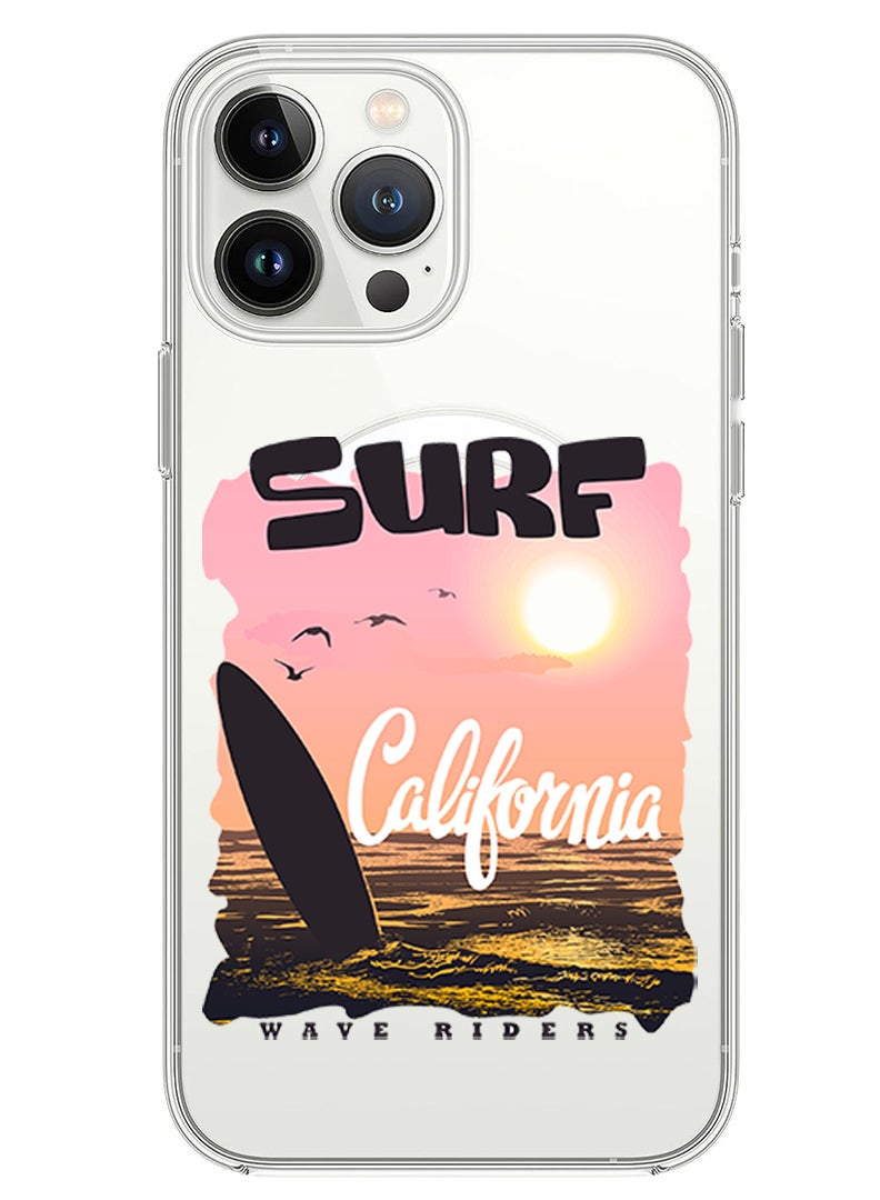 Theodor Magnetic Case for iPhone 13 Pro Max 6.7-inch Compatible with MagSafe Wireless Charging, Shockproof Phone Bumper Cover Surf California copy - Image 1