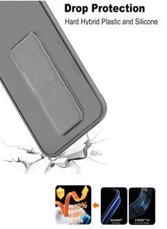 Wtech Xiaomi Redmi Note 14 Pro 5G 2024 Hand Grip Foldable Magnetic Kickstand Wrist Strap Finger Grip with Built-in Iron Case Cover - Grey  - Image 5