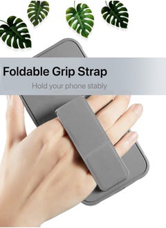 Wtech Xiaomi Redmi Note 14 Pro 5G 2024 Hand Grip Foldable Magnetic Kickstand Wrist Strap Finger Grip with Built-in Iron Case Cover - Grey  - Image 2